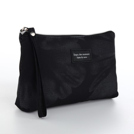 Cosmetic bag simple flower, 19*3*13, lightning departure, lining, black