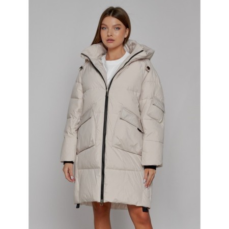 Coat insulated winter female, size 42, beige color-12