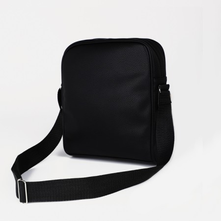Male bag over the shoulder, Textura, artificial leather, black color-3