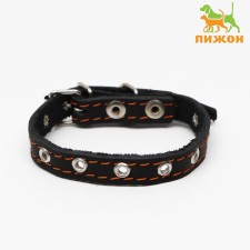 Collar leather single-layer, dimensionless, 37 x 1.5 cm, Osh 21-32 cm, black