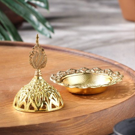 Kurilnitsa for incense powder and cones "light", golden, 9x8 cm-1