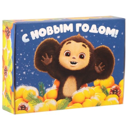 Gift box "Happy New Year!", Cheburashka and oranges, 21x15x5 cm-3