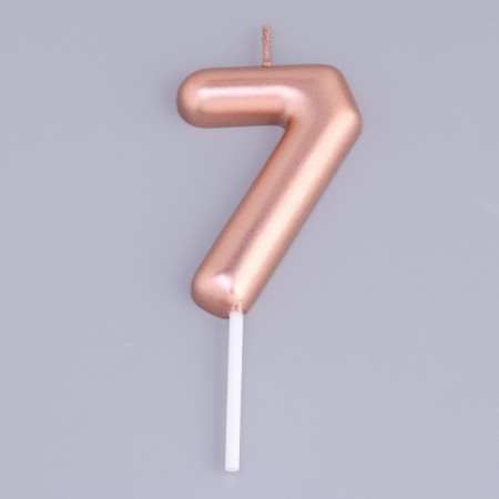Candle in the Cake "European", number "7", 6 cm, pink gold-2