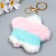 Fluffy on a ring with a carbine "Striped Star" Pastel d = 8 cm