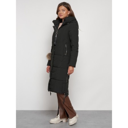 Coat insulated winter female, size 54, dark green color-5