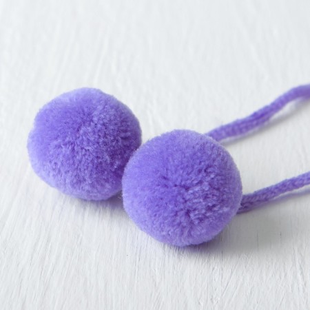 Decorative element on the rope 2 balls, d = 3 cm, set 4 pcs., Lilac color-1