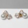 Earrings with pearls "bow" with bead, white color in gold