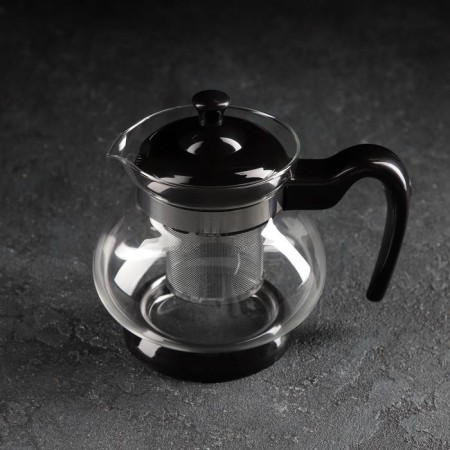 Glass teapot “Melody”, 750 ml, with metal sieve, color mix