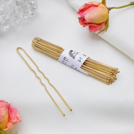 Hair hairpins "Classic" (set 10 pcs) 6 cm, gold
