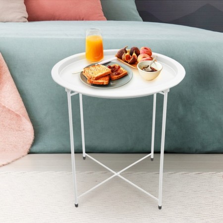 Folding metal table-stalk 2 in 1, 470 × 470 × 505 mm, white color-6