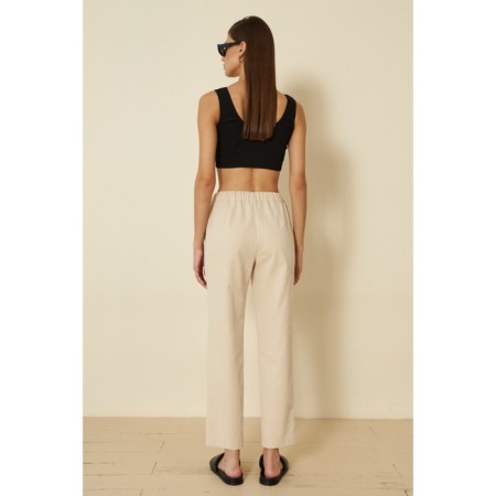 Women's pants on elastic band Eliseeva Olesya, size 54, beige color-1