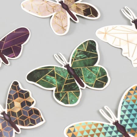 Butterflies cardboard "Geometry with gold" set 12 pcs h = 4-10 cm-5