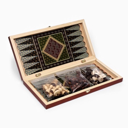 Board game 3 in 1 "Eastern Mosaic": backgammon, chess, checkers, wood 50 x 50 cm-5