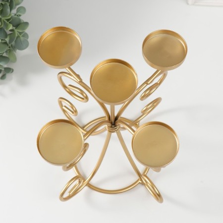 Summary Metal for 5 candles "Vazon. Curls" gold 21.5x21.5x27 cm-3