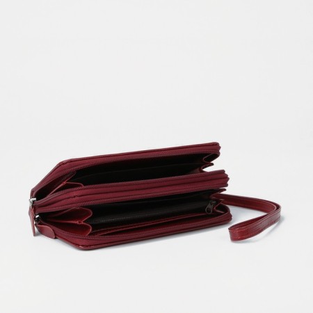 Women's wallet with a zipper, with a pen, red color-2
