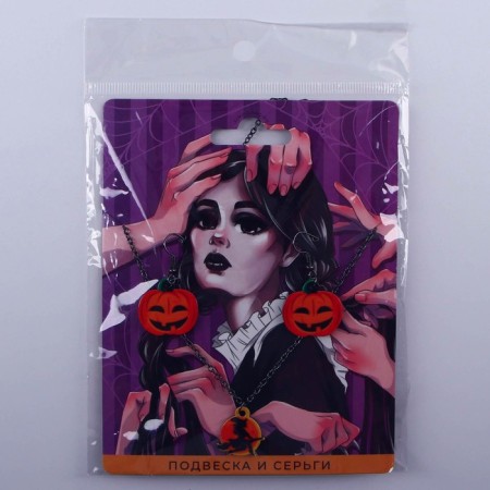 A set of earrings and a handle on Halloween "Charming Witch".-5