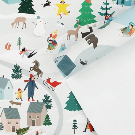 Glossy packaging paper "Winter City", 70 x 100 cm, New Year-1