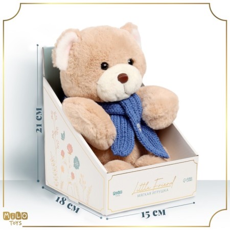 Soft toy "Little Friend", Bear with a blue scarf-1