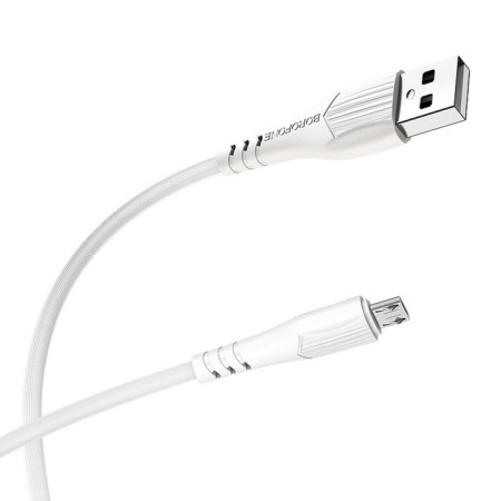 Cable Borofone BX37, microUSB - USB, 2.4 A, 1 m, PVC braid, white-1