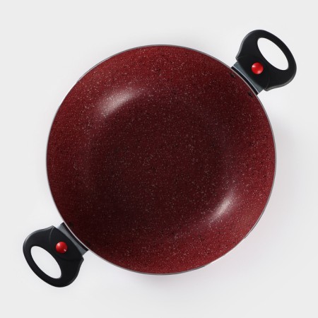 Kazan, 4 l, d = 28 cm, glass cover, two removable handles, red color-2