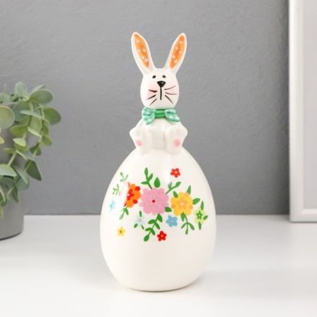 Souvenir Ceramics "Bunny on a flower egg" Ears in polka dots 8.8x8.8x19 cm