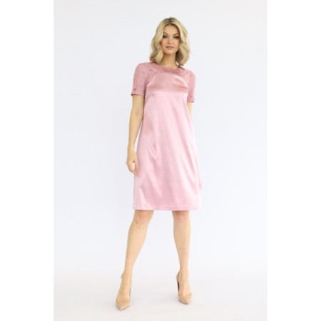 Atlas dress with lace sleeves, size 44-4