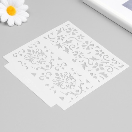 Stencil background plastic "Damascus Flower" 13x13 cm-4