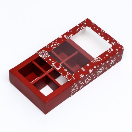 New Year. Box for 6 sweets "Festive mood", 13.7 x 9.8 x 3.8 cm, confectionery packaging-3