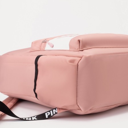 A backpack with a zipper, an outer pocket, 2 side pockets, pink color-4