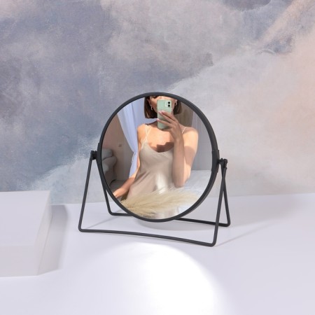 The mirror of the desktop “circle”, bilateral, with an increase, D mirror surface 16 cm, black color-2