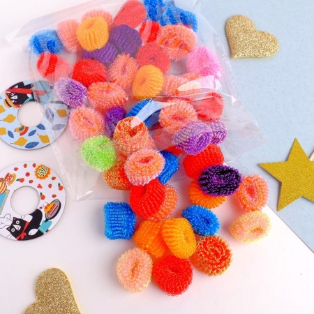 Hair elastic band "Mahrushka" (set of 50 pcs) simple, 2 cm, mix