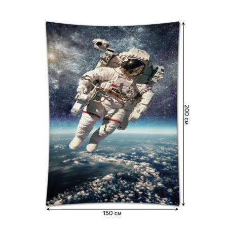 Decorative panel with photo printing "Cosmonaut above the Earth", vertical, size 150x200 cm-1