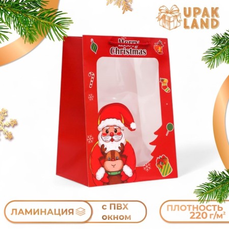 Gift package with the window "Santa Claus", 25 x 35 x 18 cm, red