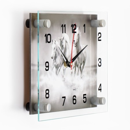 Watch wall, interior "three horses", silent, 20 x 26 cm-1