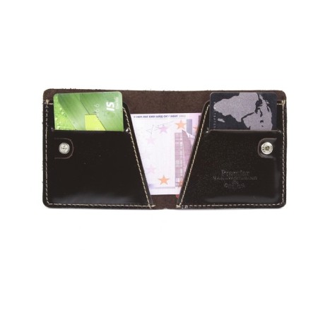 M-955 Purse on the button, a map for maps (2)/bill, dark brown color 9.5x9.5x1cm-1