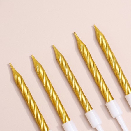 Set of candles in the cake "Spiral", 200pc, 5 cm, gold metallic-1