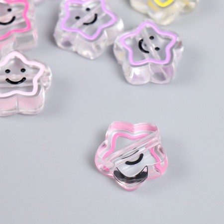 Busina Plastic "Funny star with colored stroke" Gloss Mix 2x2x0.8 cm-2