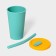 A glass with a lid and a tube, 350 ml, 9 × 9 × 13.5cm, blue color