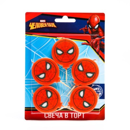 Candle for the cake "Happy Birthday!", 5 pieces, Spider-Man-4