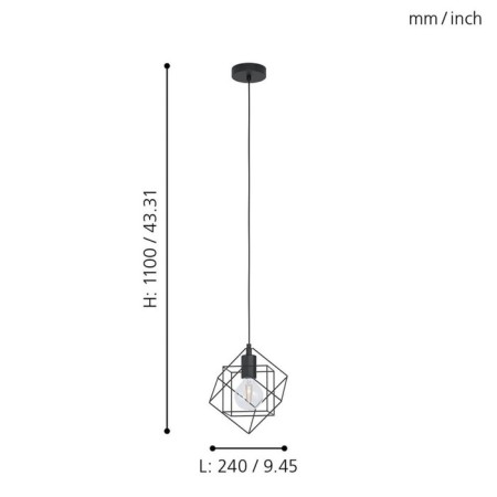 Suspension Straiton, 1x60W E27-3