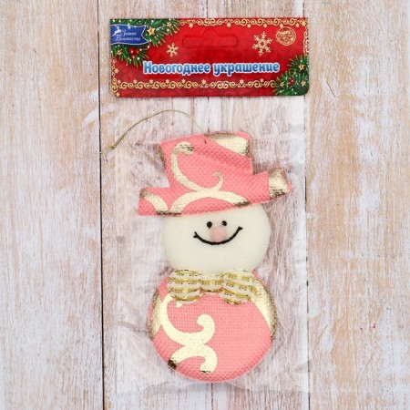 Soft suspension "Snowman-shir-shirt" 5x10 cm, pink-1