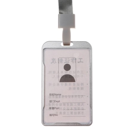 Badege-Karman Vertical (external 98 x 58mm), internal 85 x 54mm, metal, silver, tape 40 cm-1