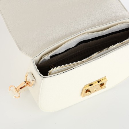 Women's bag on the valve, Textura, small size, white color-7