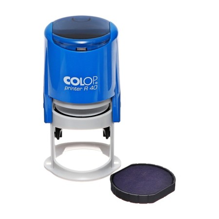 Equipment for round printing automatic Colop Printer R40, diameter 41.5 mm, with a lid, blue body-2