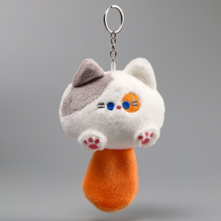 Soft toy "Kitik-shred" on a key fob, 11 cm, white-gray color-5