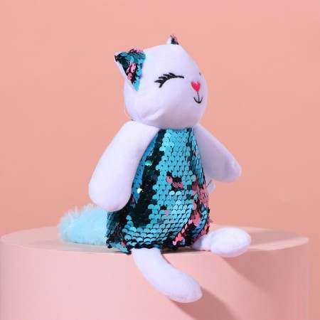 Soft toy "Lizzi cat" with sequins, 6 cm x 23 cm x 16 cm-4