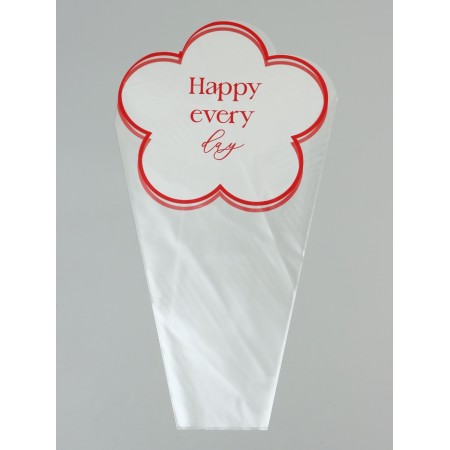Package Flower cone, "Happiness", red, 24x9x44cm ± 1cm-1