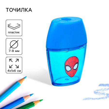 Plastic sharpener, blue color, spider-man