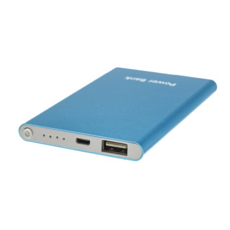 External battery Luazon PB-19, 4000 mAh, USB, 1 A, indicator, metal, blue-2