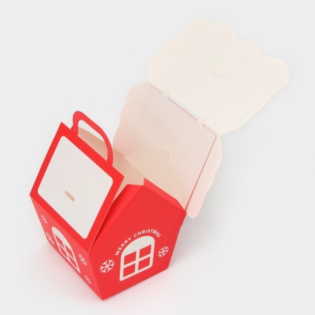 Folding New Year's box "House" red 8.5 x 8.5 x 10 cm-3